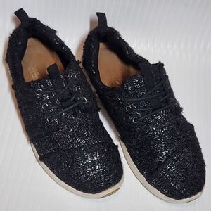 TOMS Del Rey Textured Wool Women's Sneakers Silver Black Size US-7